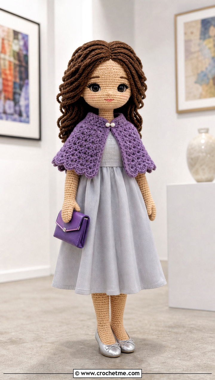 Crochet Amigurumi Capelet With Midi Dress - 25 Crochet Amigurumi Doll Clothes and outfit ideas