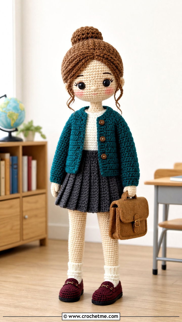 Crochet Amigurumi Cardigan With Pleated Skirt - 25 Crochet Amigurumi Doll Clothes and outfit ideas