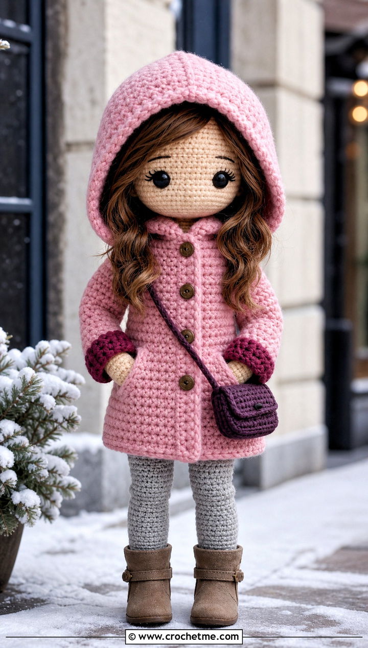 Crochet Amigurumi Hooded Coat With Ankle Boots - 25 Crochet Amigurumi Doll Clothes and outfit ideas