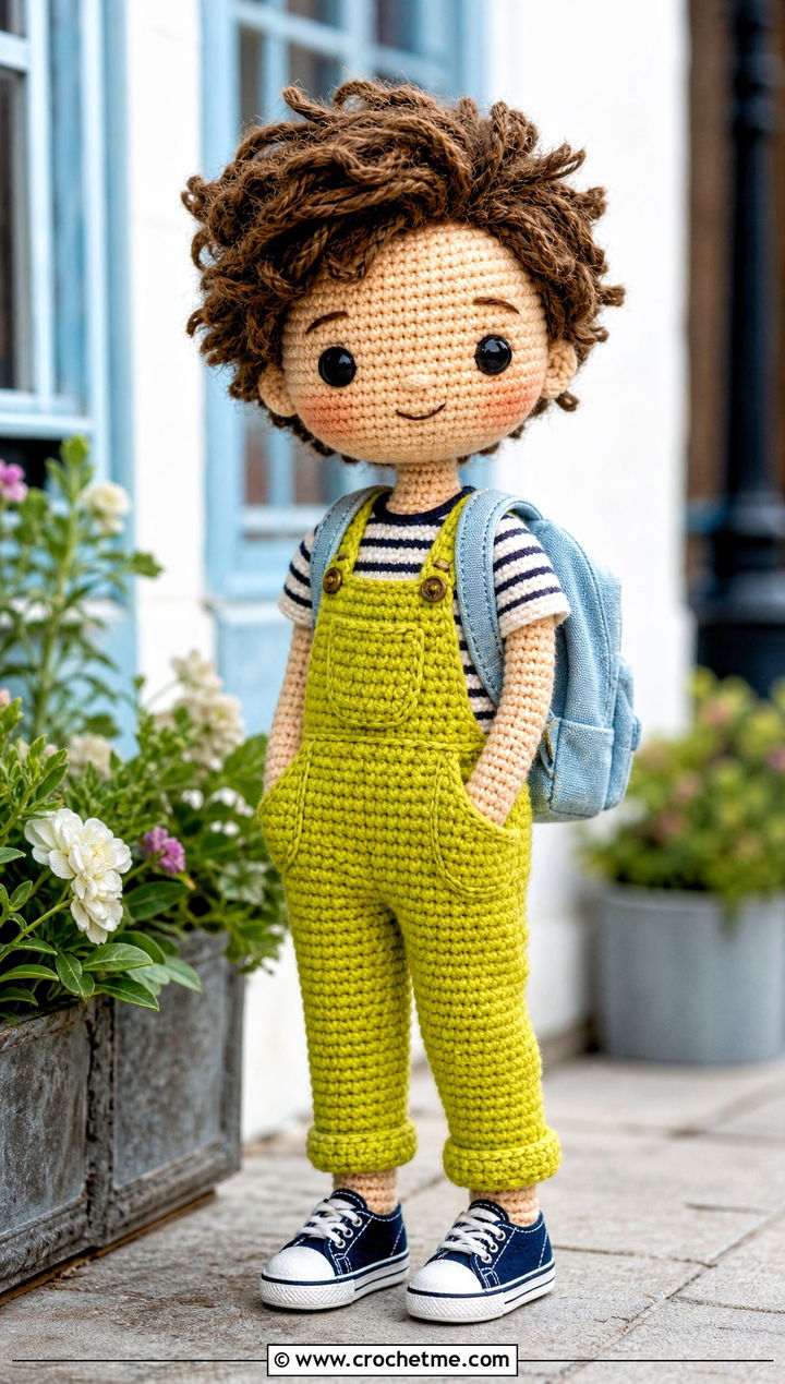 Crochet Amigurumi Overalls With Striped T Shirt - 25 Crochet Amigurumi Doll Clothes and outfit ideas