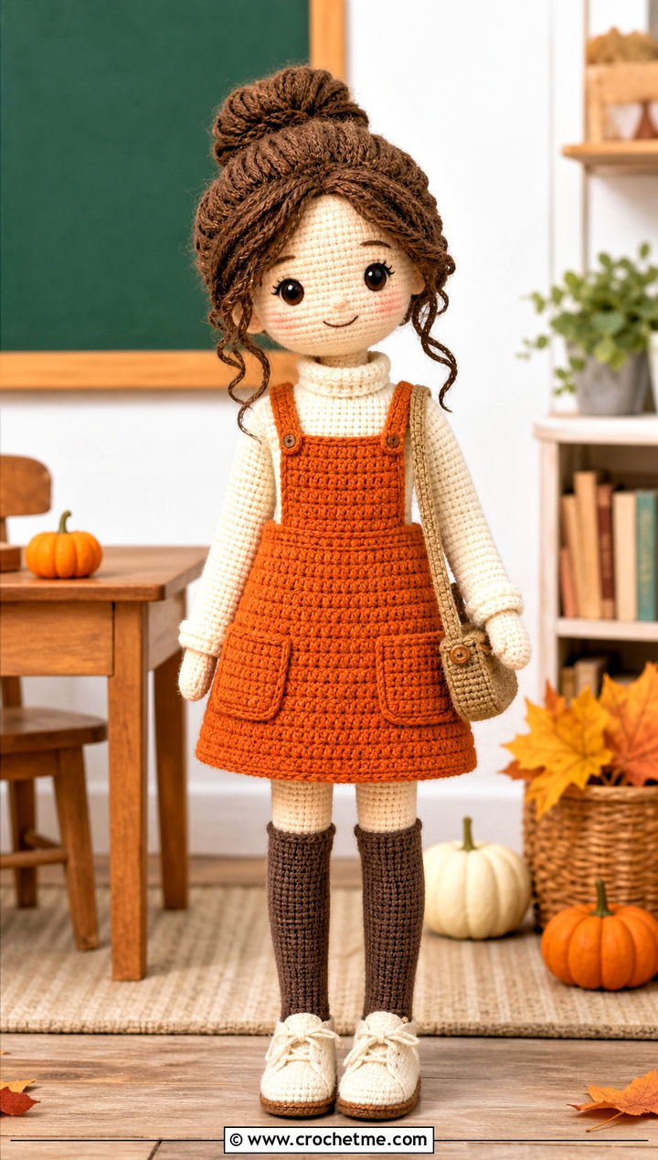 Crochet Amigurumi Pinafore Dress With Turtleneck - 25 Crochet Amigurumi Doll Clothes and outfit ideas