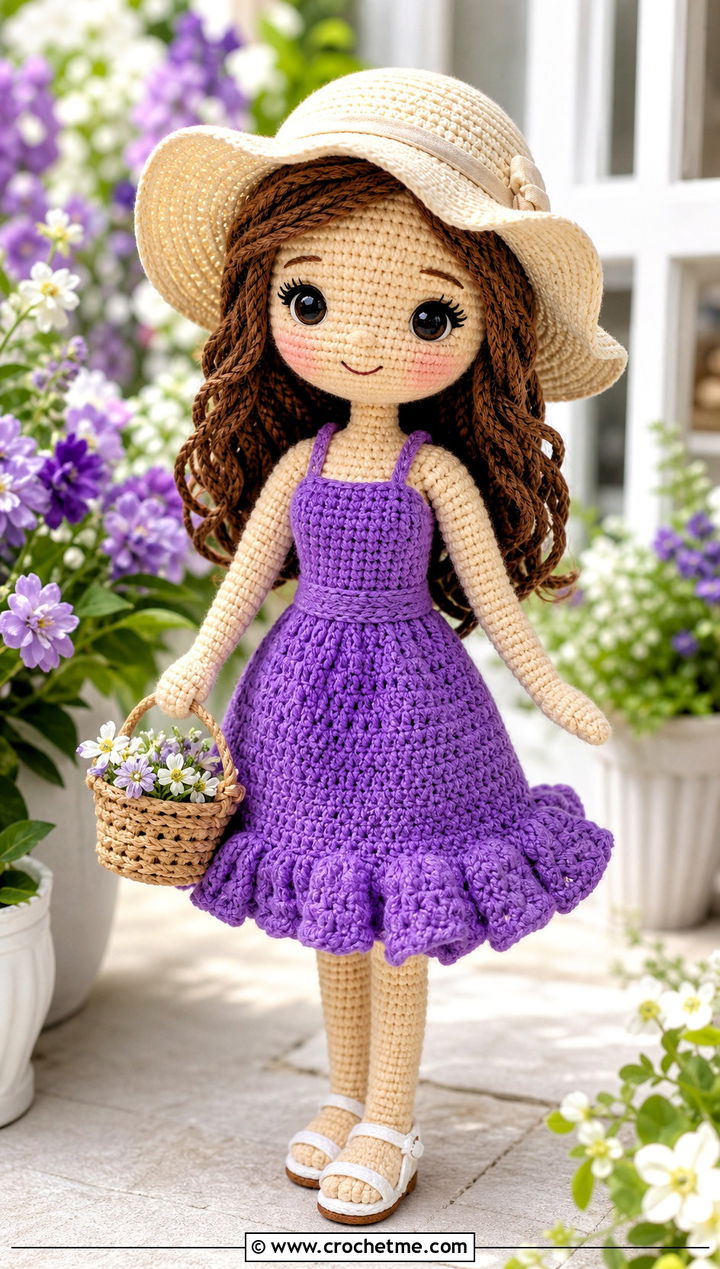 Crochet Amigurumi Ruffled Sundress With Sunhat - 25 Crochet Amigurumi Doll Clothes and outfit ideas