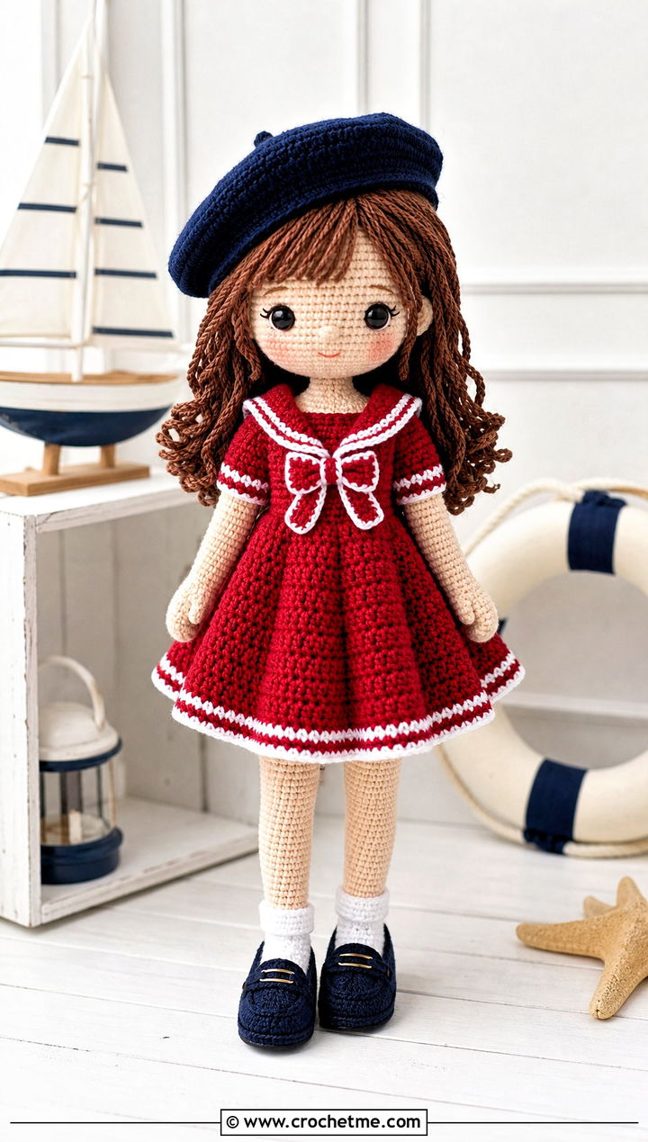 Crochet Amigurumi Sailor Collar Dress With Loafers - 25 Crochet Amigurumi Doll Clothes and outfit ideas