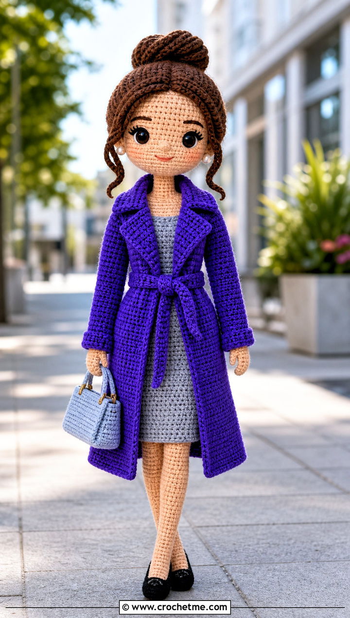 Crochet Amigurumi Trench Coat With Shift Dress - 25 Crochet Amigurumi Doll Clothes and outfit ideas