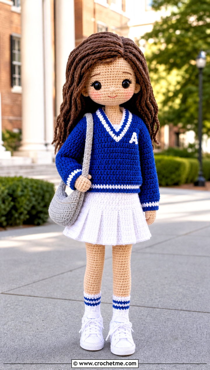 Crochet Amigurumi Varsity Sweater With Tennis Skirt - 25 Crochet Amigurumi Doll Clothes and outfit ideas