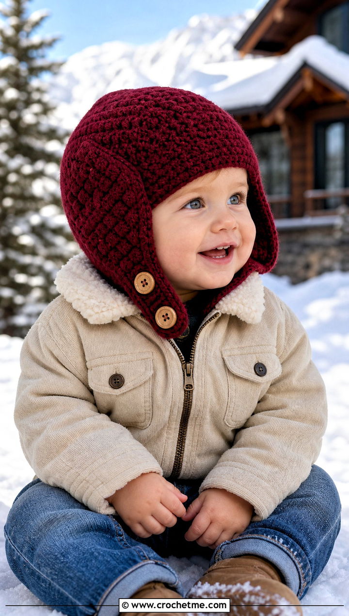 Crochet Aviator Hat With Sherpa Jacket - 15 12 Month Crochet Hat outfit ideas