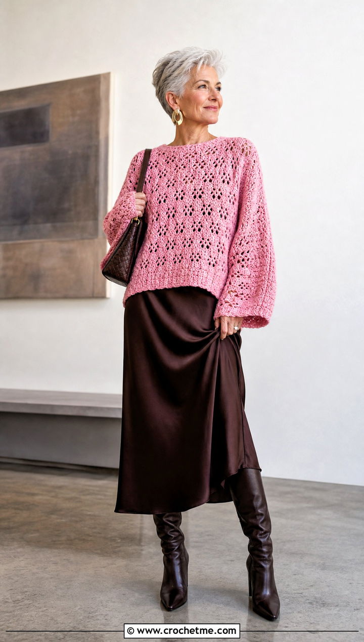 Crochet Azel Pullover Over A Slip Dress - 15 Crochet Azel Pullover outfit ideas