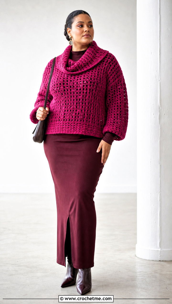 Crochet Azel Pullover With A Column Skirt - 15 Crochet Azel Pullover outfit ideas