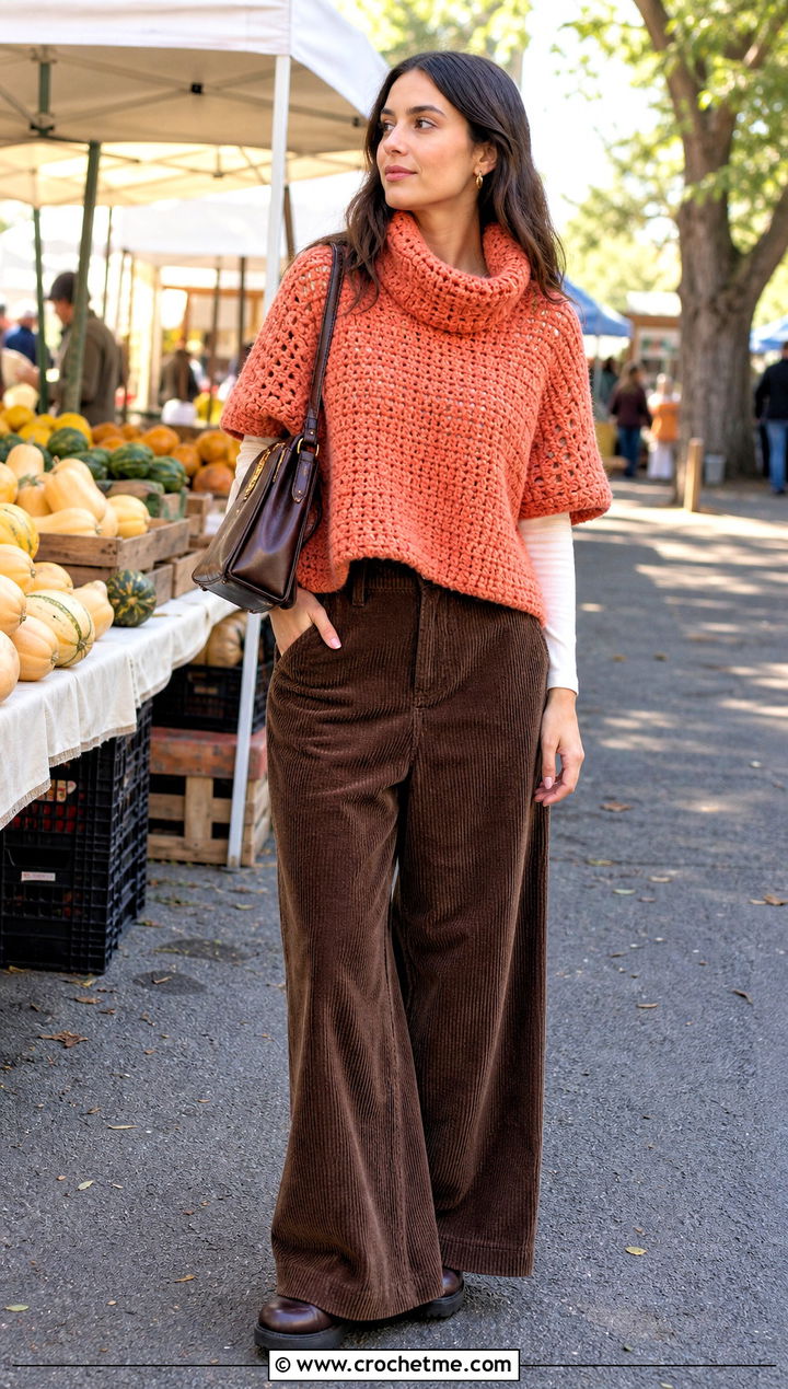 Crochet Azel Pullover With Corduroy Pants - 15 Crochet Azel Pullover outfit ideas