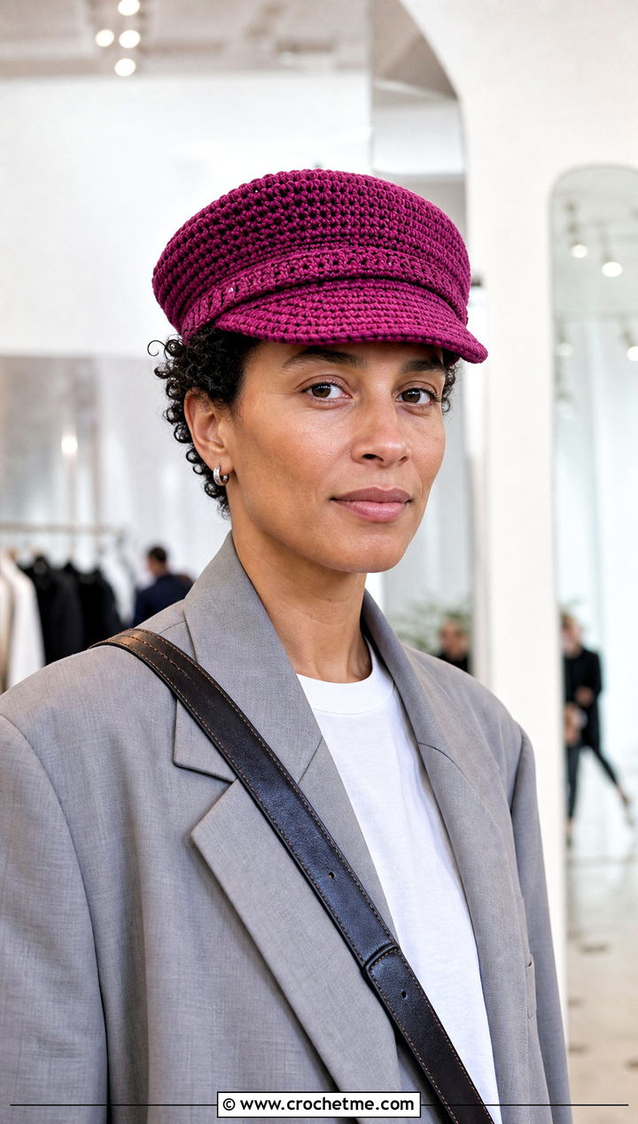 Crochet Baker Boy Cap With Suit Outfit - 25 Unisex Crochet Hat outfit ideas