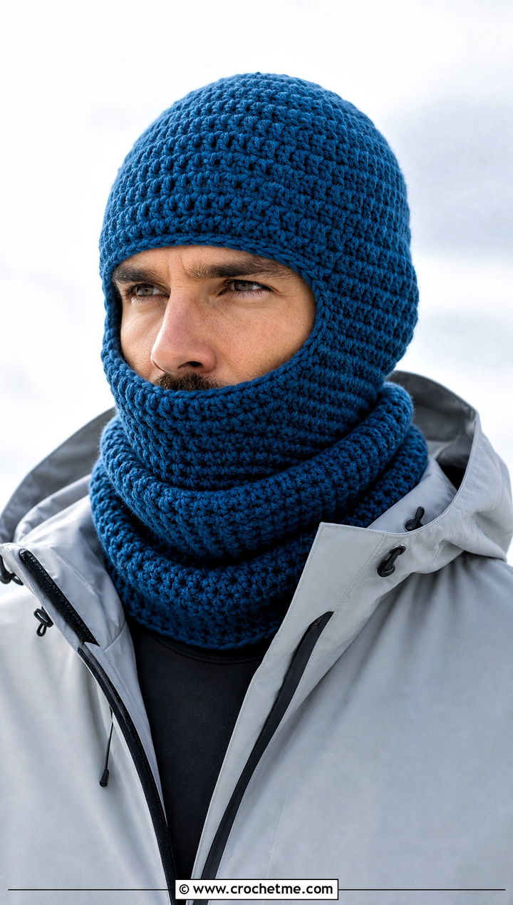 Crochet Balaclava And Tube Scarf With Technical Shell - 20 Crochet Mens Hat And Scarf outfit ideas