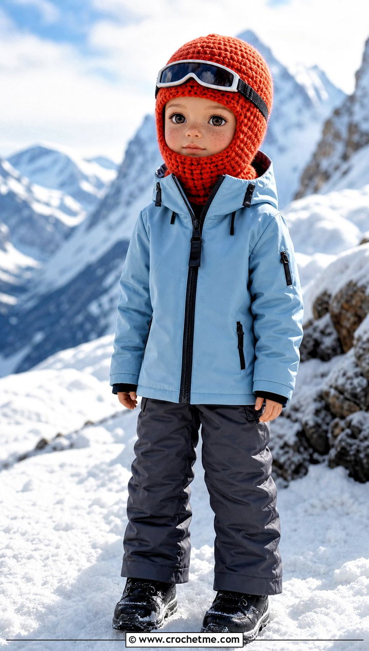 Crochet Balaclava Hat With Ski Jacket And Snow Pants - 35 crochet hat for doll outfit ideas