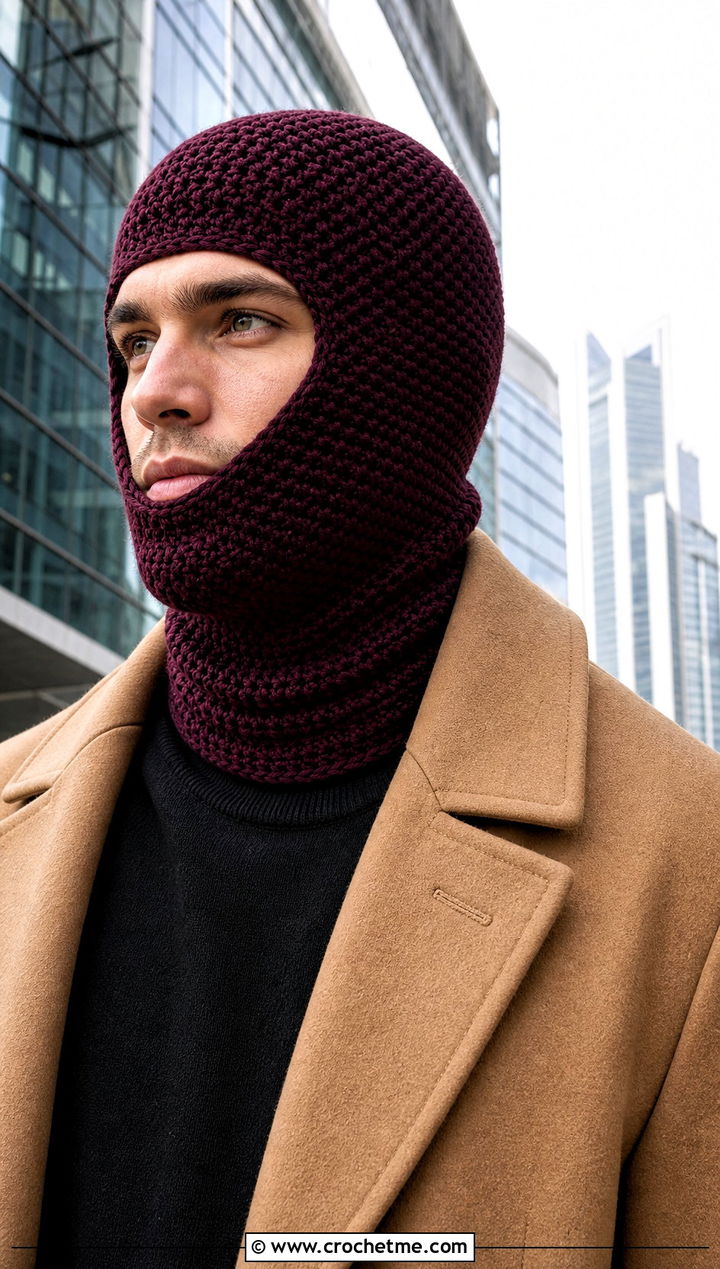 Crochet Balaclava Hat With Tailored Coat - 25 Crochet Mens Winter Hat outfit ideas