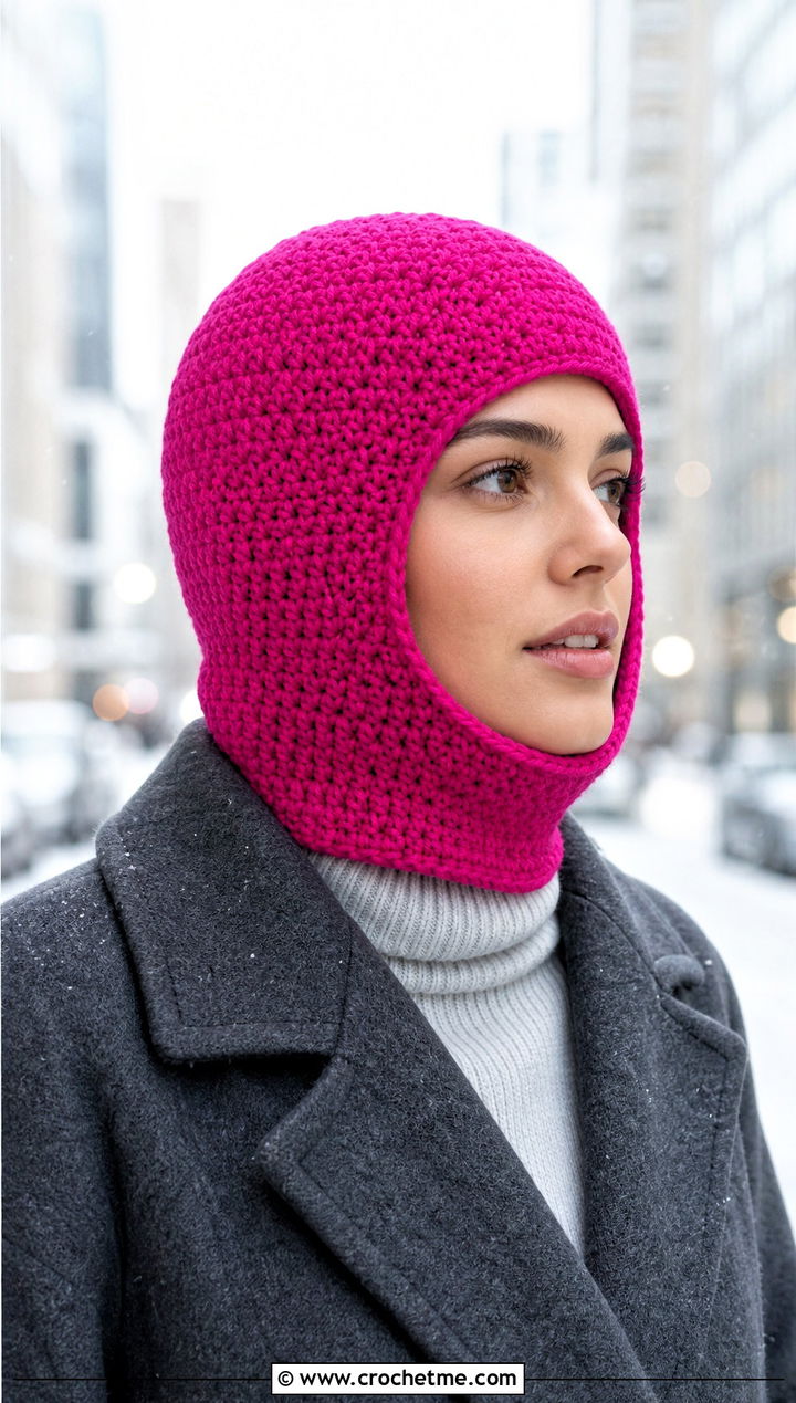 Crochet Balaclava Hat With Wool Coat - 20 Cool Crochet Hat Ideas