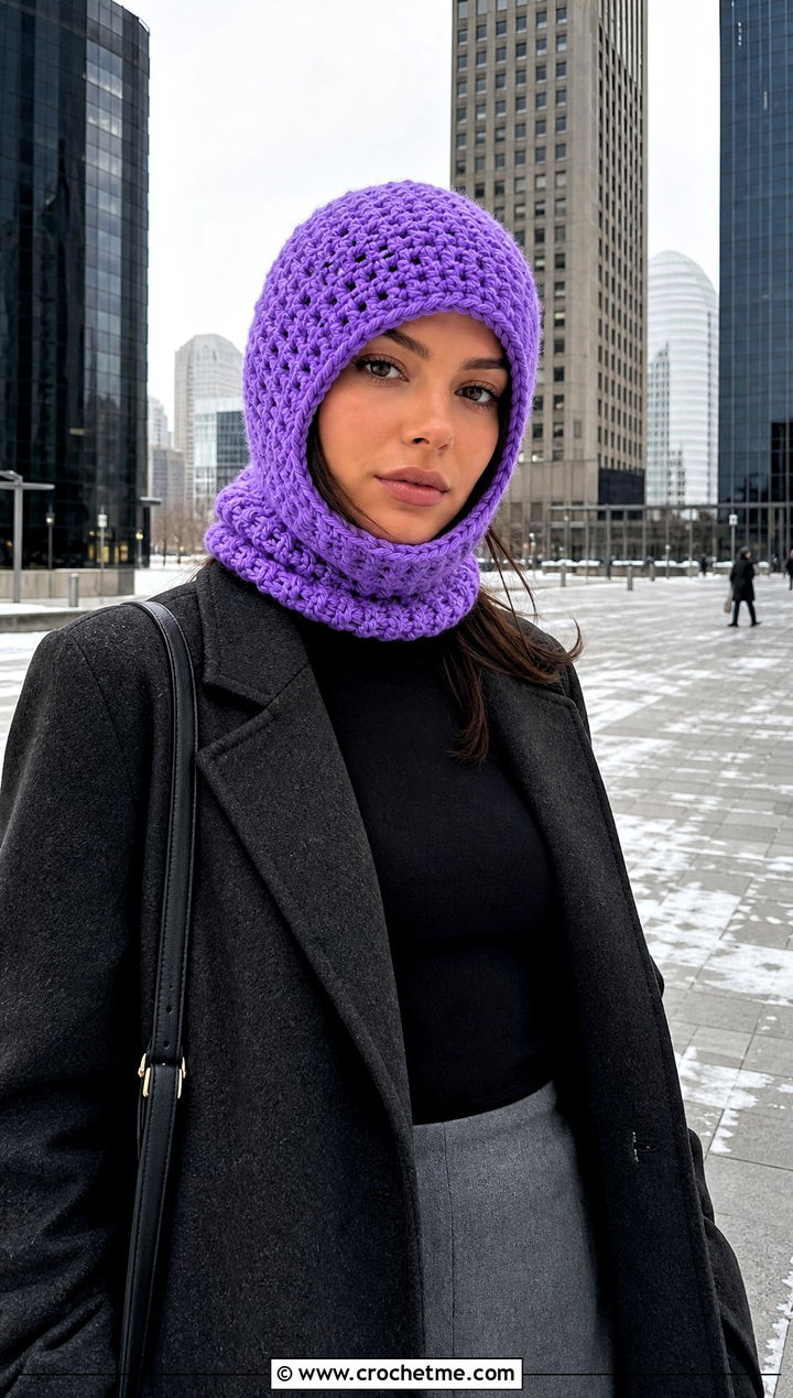 Crochet Balaclava Hat With Wool Coat And Maxi Skirt - 25 Taylor Swift Crochet Hat outfit ideas