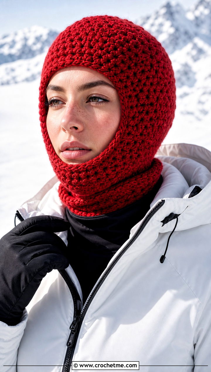 Crochet Balaclava Hood With Ski Jacket - 15 diy crochet winter hat outfit ideas