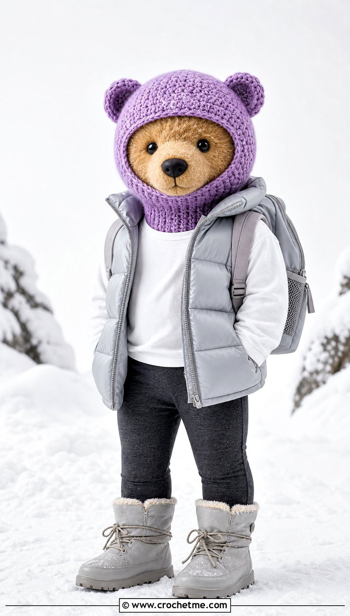 Crochet Balaclava With Puffer Vest - 35 crochet jellycat clothes and outfit ideas