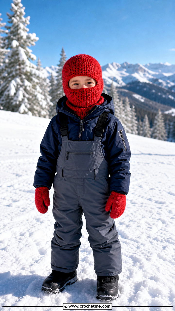 Crochet Balaclava With Ski Jacket - 35 childrens crochet hats outfit ideas