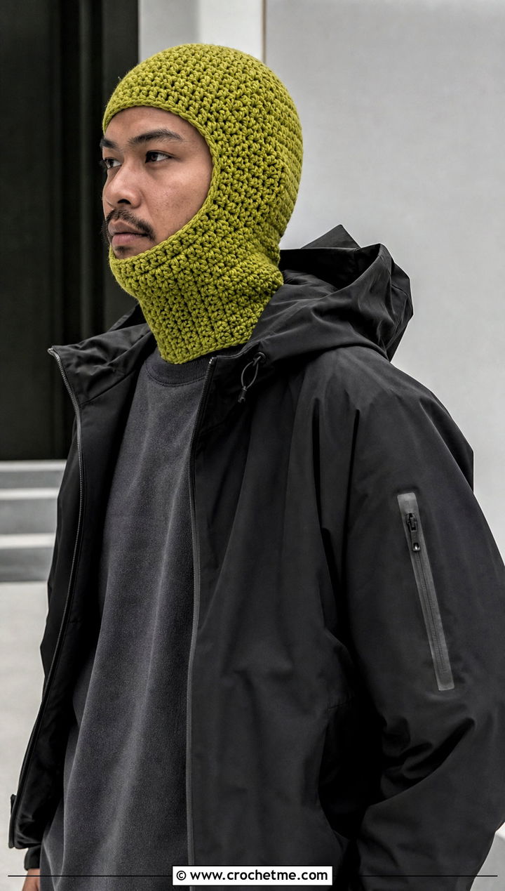 Crochet Balaclava With Technical Streetwear - 30 male crochet hat outfit ideas