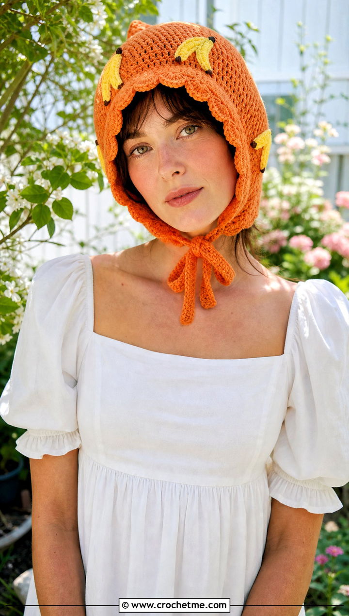 Crochet Banana Bonnet With Prairie Dress - 30 crochet banana hat outfit ideas