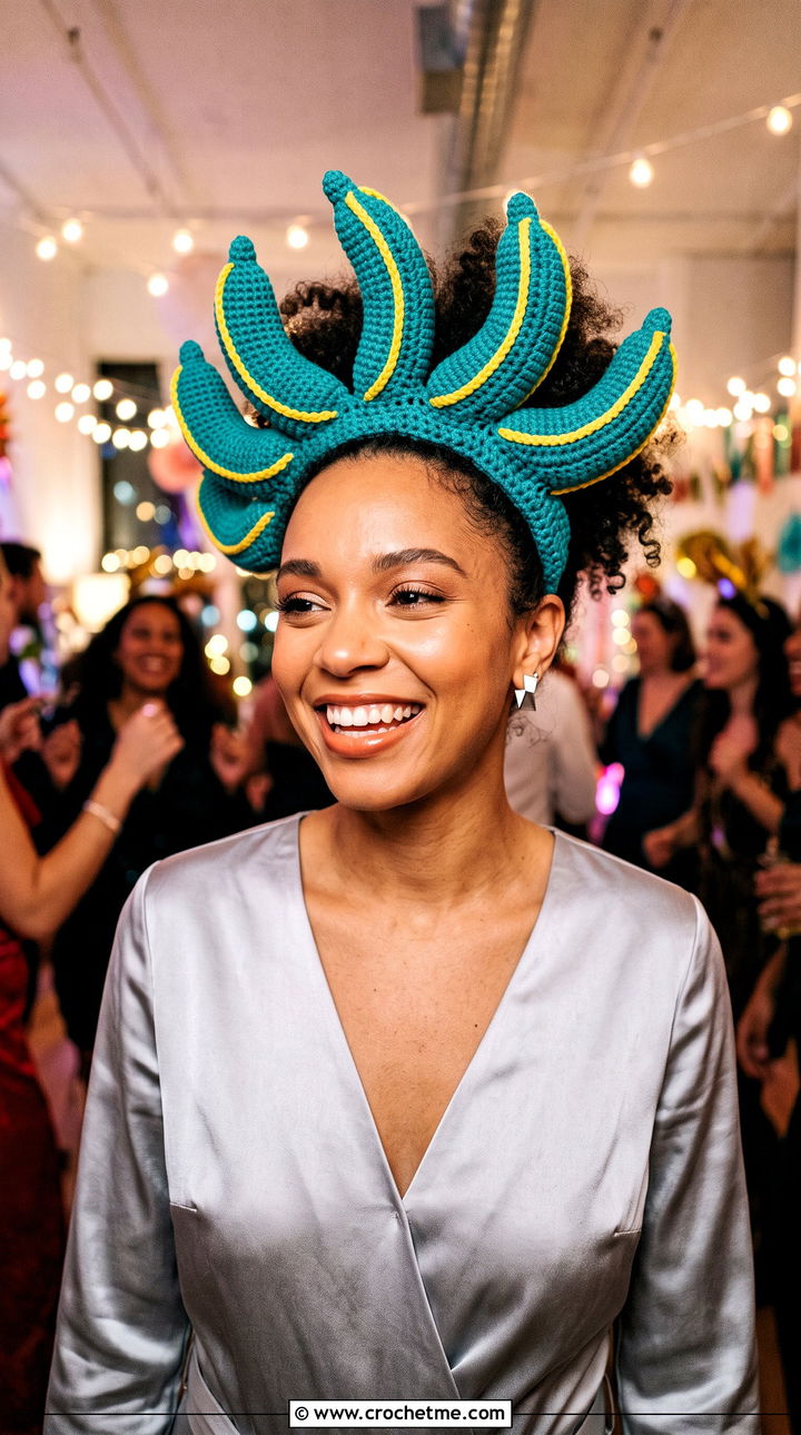 Crochet Banana Crown Hat With Party Outfit - 30 crochet banana hat outfit ideas