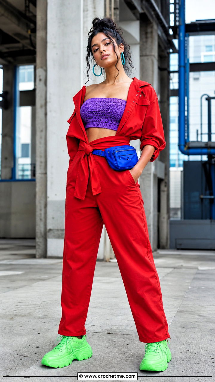 Crochet Bandeau Top With Utility Jumpsuit - 35 crochet ladies tops outfit ideas