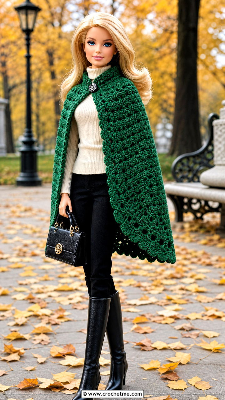 Crochet Barbie Cape With Slim Pants - 35 crochet barbie doll clothes and outfit ideas