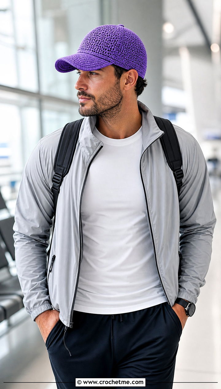 Crochet Baseball Cap With Athleisure Outfit - 15 Crochet Mens Hat With Brim outfit ideas