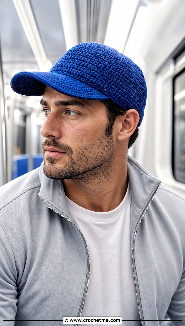 Crochet Baseball Cap With Tracksuit - 30 male crochet hat outfit ideas