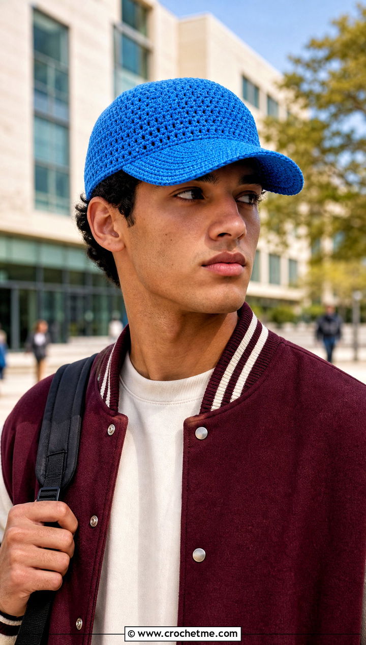 Crochet Baseball Cap With Varsity Jacket - 25 crochet hat ideas for men