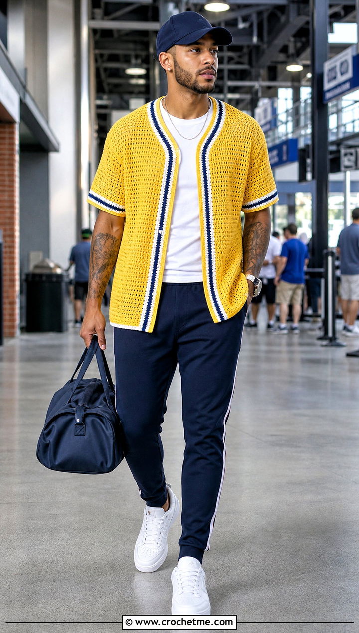 Crochet Baseball Jersey With Track Pants - 35 crochet mens clothes and outfit ideas