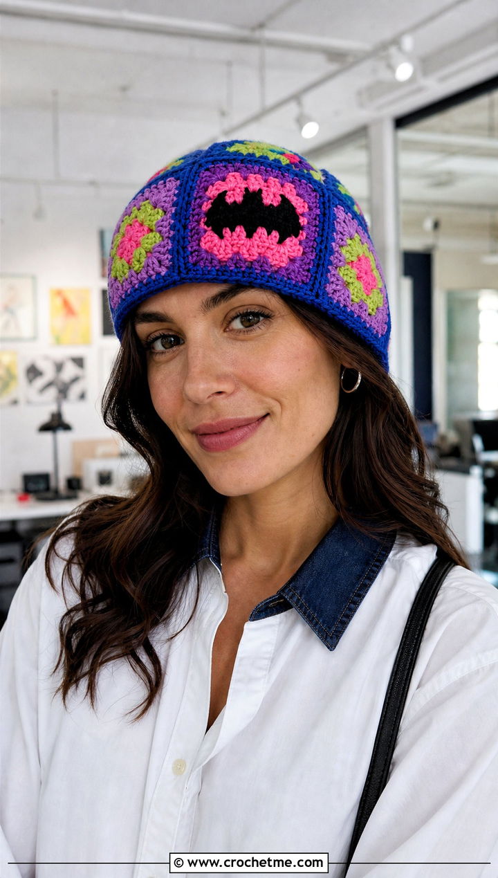 Crochet Batman Granny Square Hat With White Shirt - 35 crochet batman hat outfit ideas