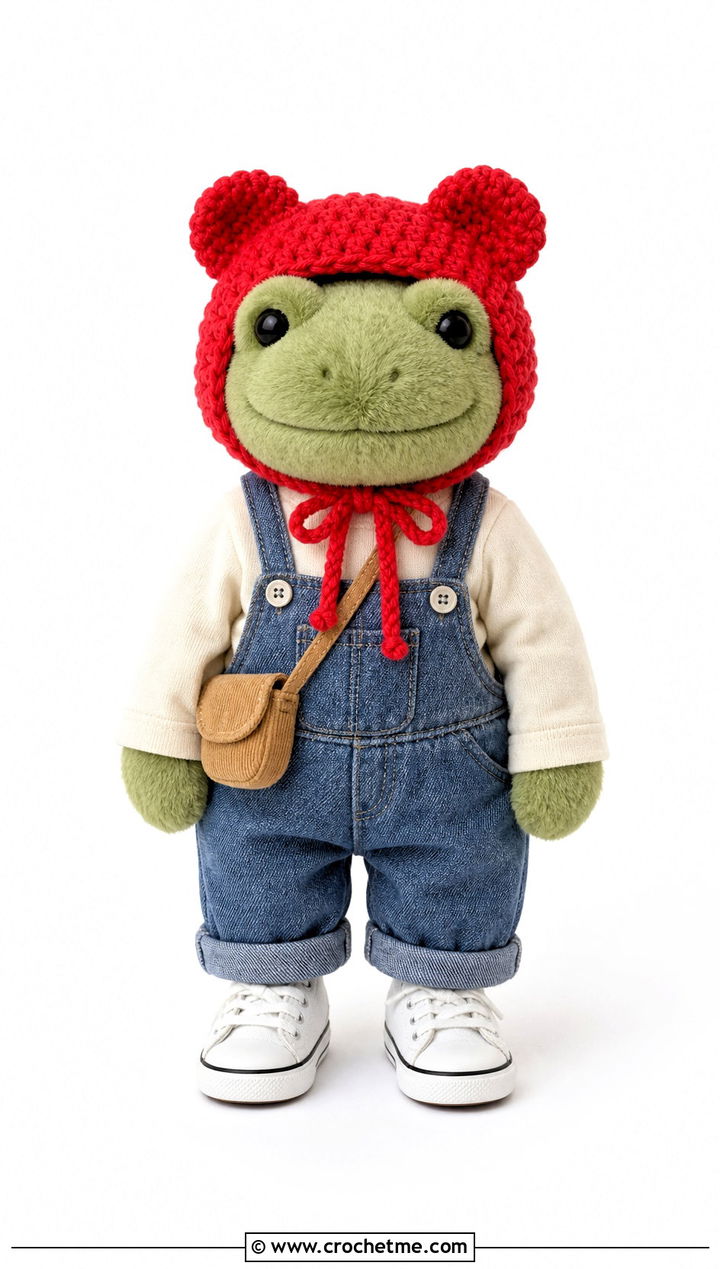 Crochet Bear Ear Bonnet With Dungarees - 35 crochet jellycat clothes and outfit ideas