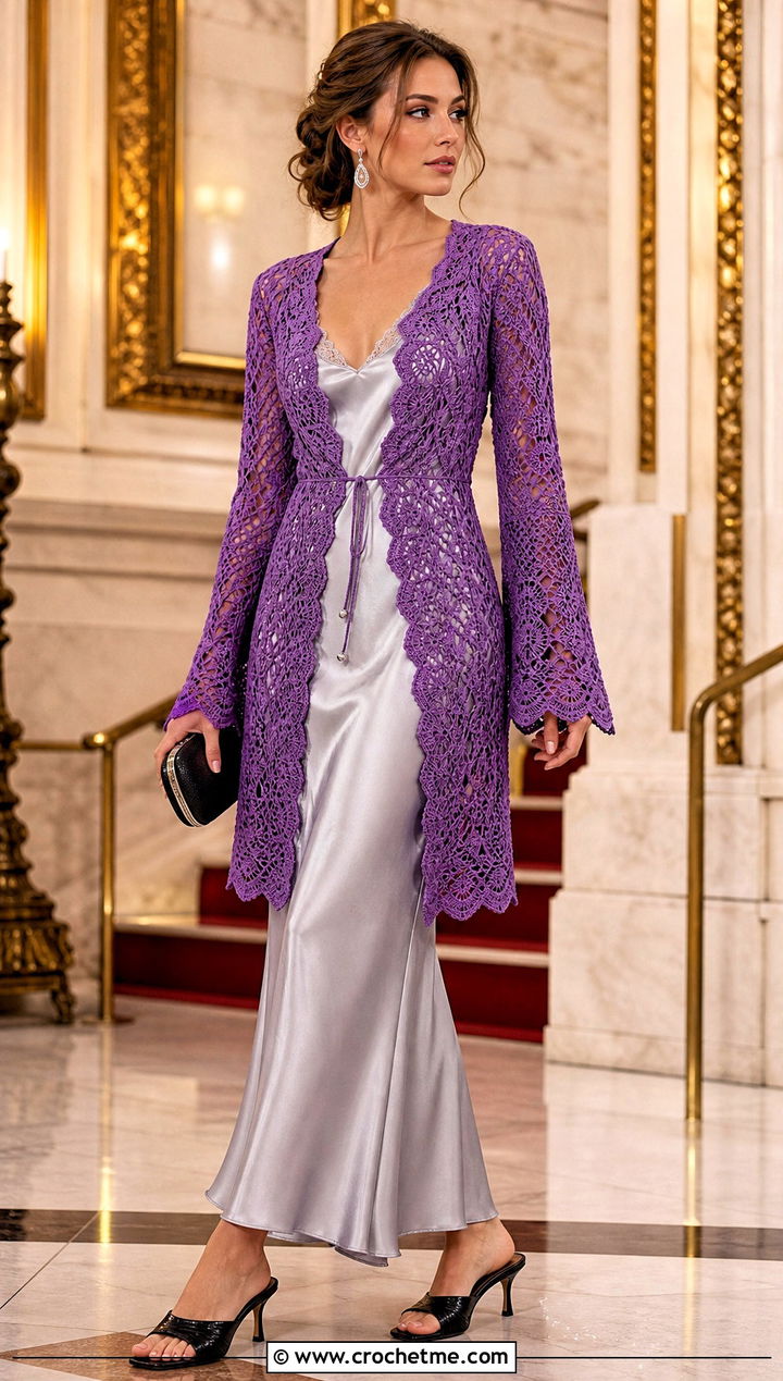 Crochet Bed Jacket With Slip Skirt - 30 vintage crochet clothes and outfit ideas