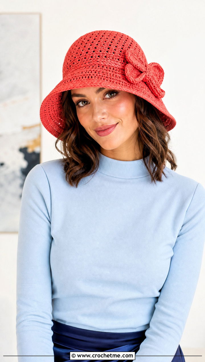 Crochet Bell Hat With Bow And Satin Skirt - 20 Crochet Hat With Bow outfit ideas