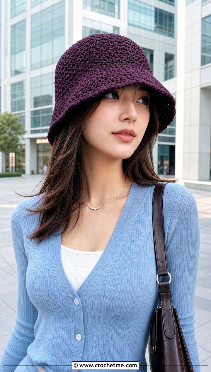 Crochet Bell Hat With Cardigan And Trousers - 20 Best Crochet Hat outfit ideas