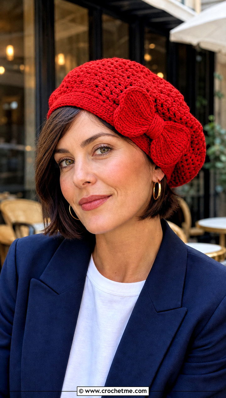 Crochet Beret With Bow And Blazer Outfit - 20 Crochet Hat With Bow outfit ideas