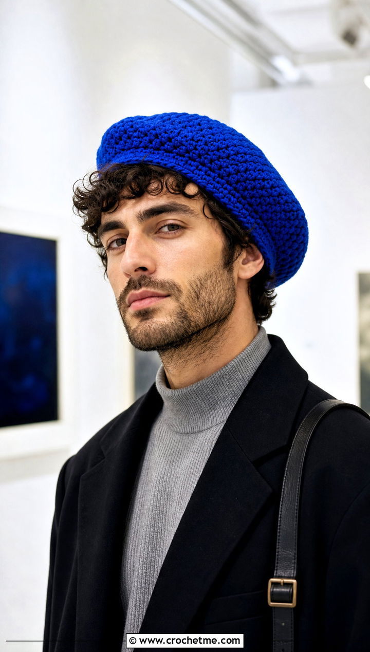 Crochet Beret With Minimalist Outfit - 25 crochet hat ideas for men