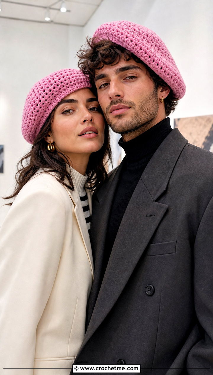 Crochet Berets With Blazer Outfits - 15 Couples Crochet Hats outfit ideas