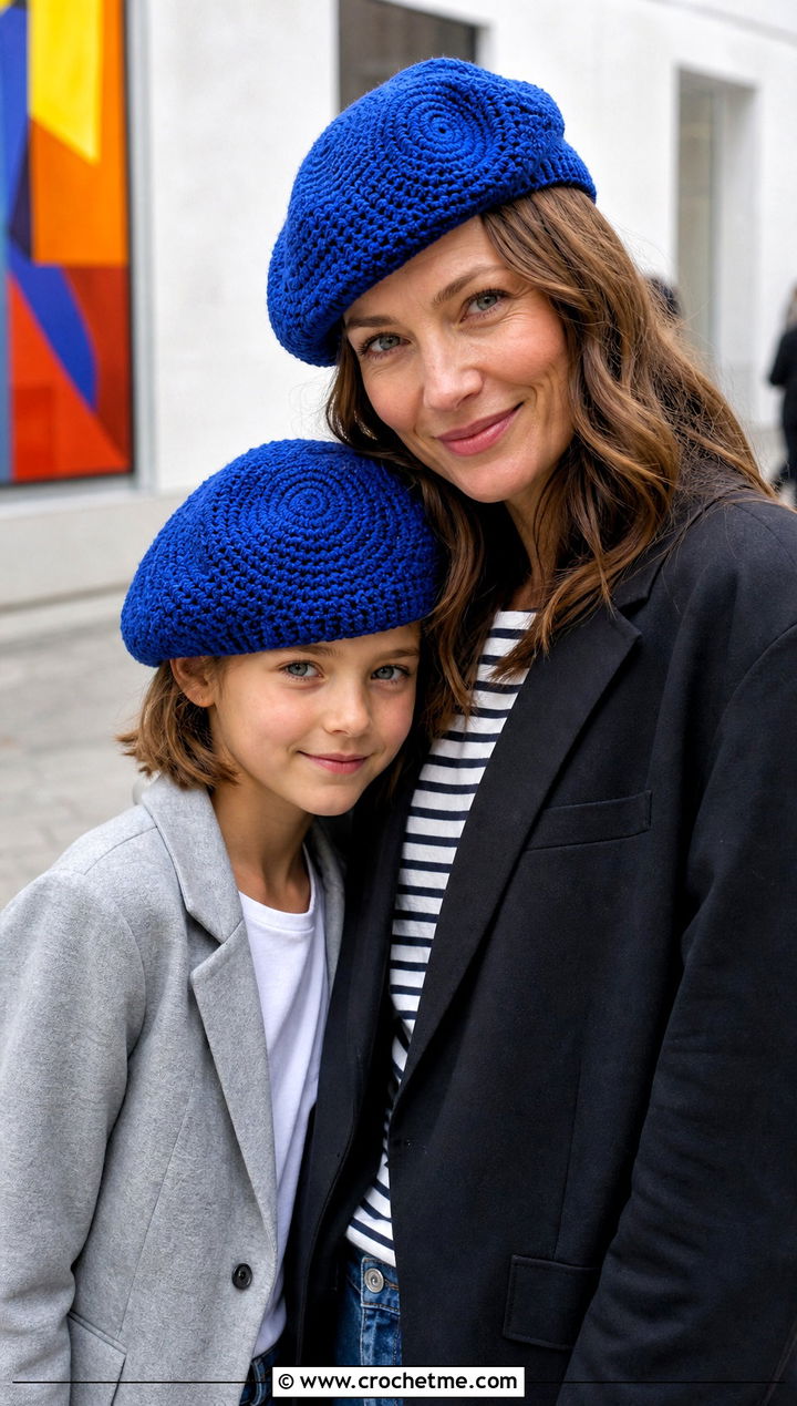 Crochet Berets With Blazers And Jeans - 25 crochet mommy and me hats outfit ideas