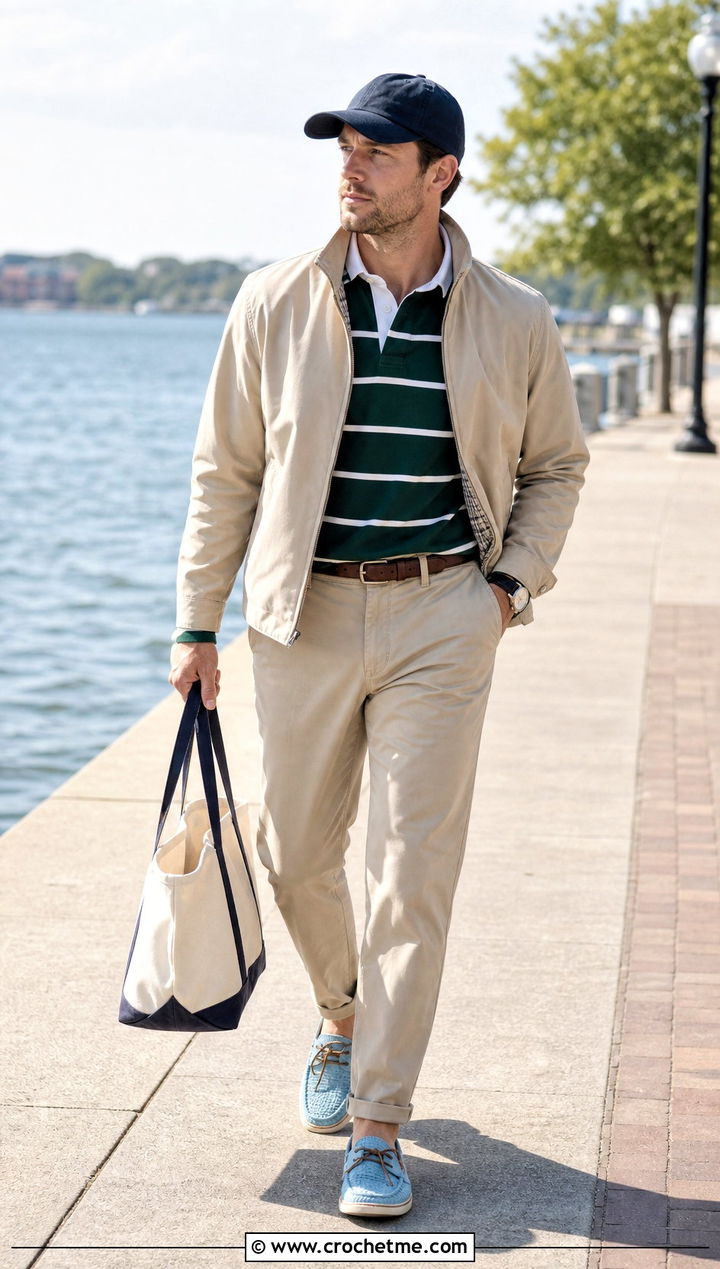 Crochet Boat Shoes With Preppy Separates - 25 crochet shoes for men outfit ideas