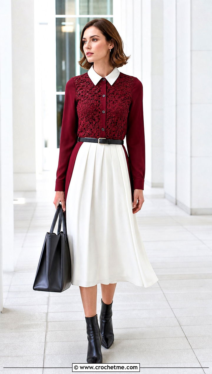 Crochet Bodice Shirt Dress With Ankle Boots - 25 crochet bodice dress outfit ideas