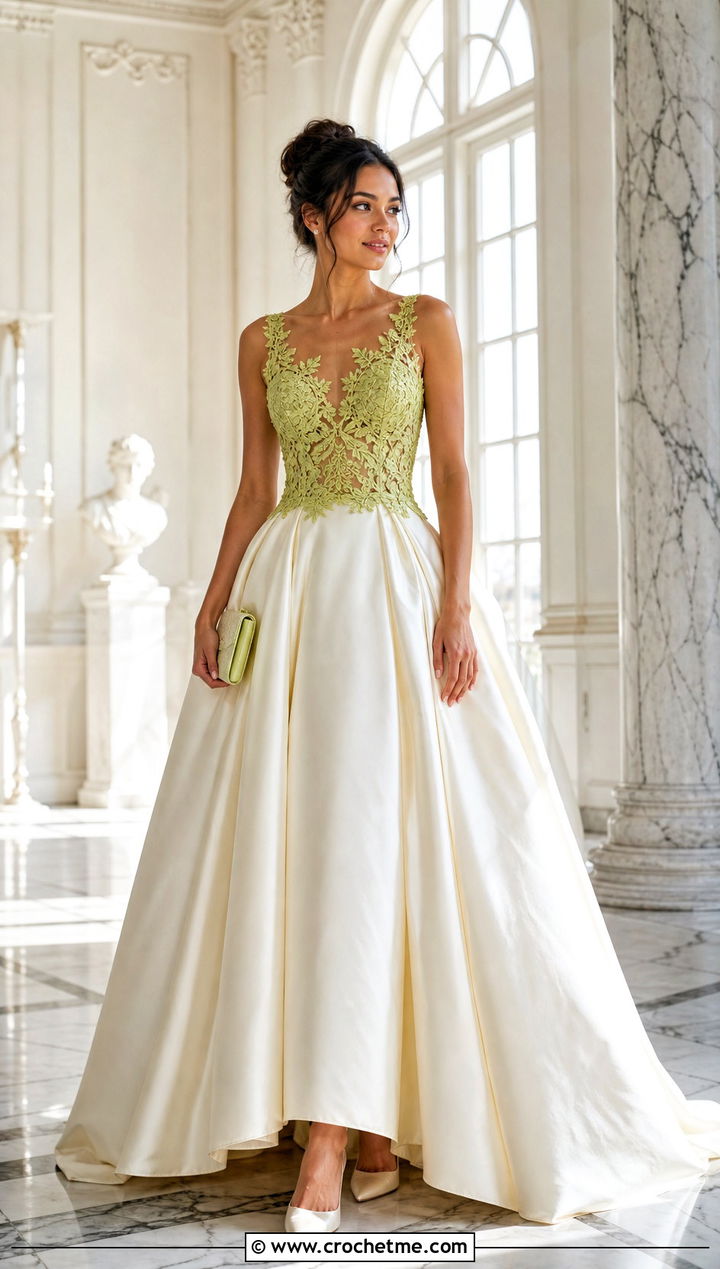 Crochet Bodice Wedding Dress With Silk Ball Gown Skirt - 30 Irish Crochet Wedding Dress outfit ideas
