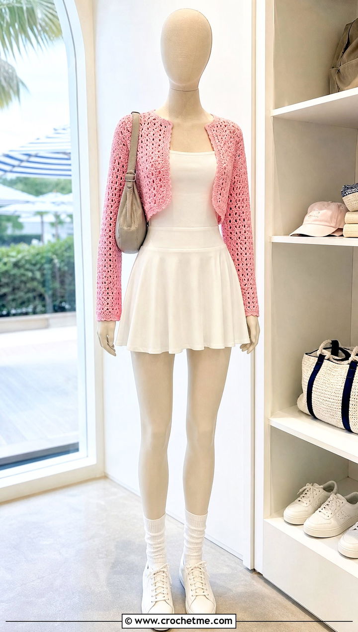 Crochet Bolero Cardigan With Tennis Dress - 15 Crochet Cardigan On Mannequin outfit ideas