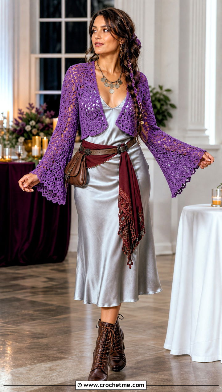Crochet Bolero Pirate Costume With Satin Slip Dress - 30 crochet pirate costume outfit ideas