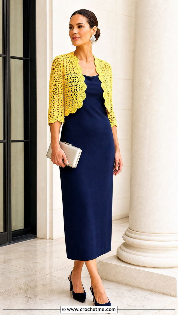 Crochet Bolero With Column Dress - 20 Quick Crochet Clothes and outfit ideas