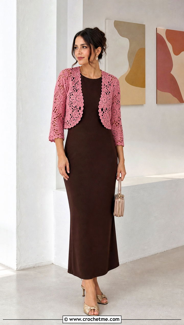 Crochet Bolero With Column Dress - 30 crochet clothes outfit ideas