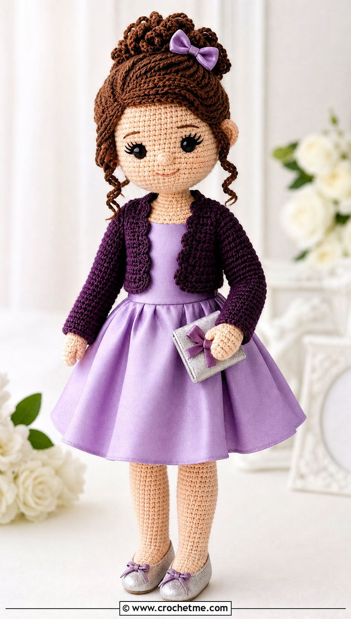 Crochet Bolero With Satin Dress - 15 Clothes For Amigurumi outfit ideas