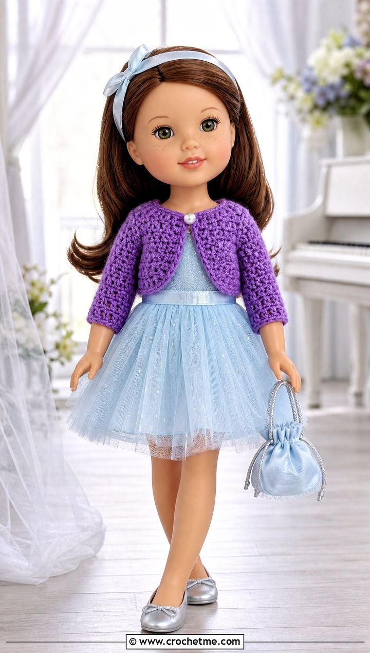 Crochet Bolero With Tulle Dress - 15 Crochet Wellie Wishers Doll Clothes and outfit ideas