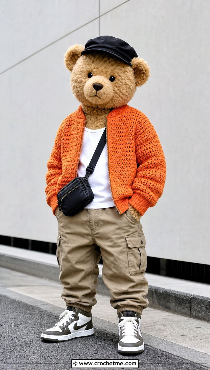 Crochet Bomber Jacket With Cargo Pants - 35 crochet teddy clothes and outfit ideas